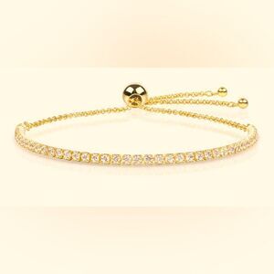 🛍️  Swarovski  DAZZLING TENNIS SLIDER Gold Crystal BRACELET🎁